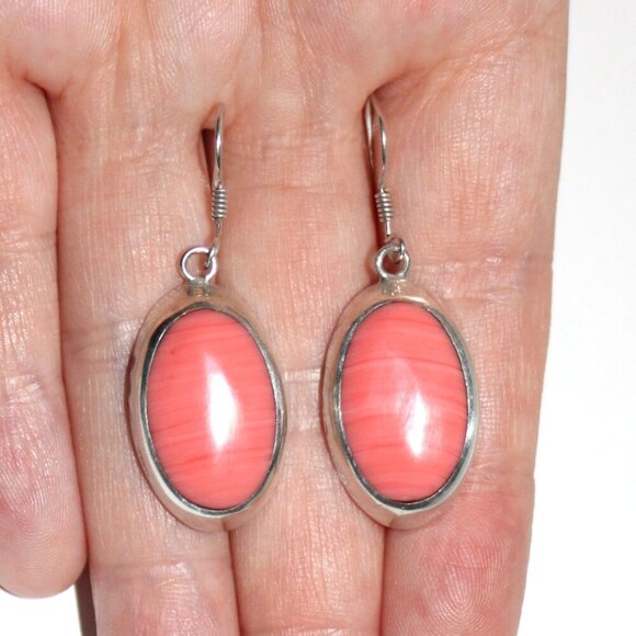 Sterling Silver Bubble Gum Coral Earrings - Picture 4 of 4